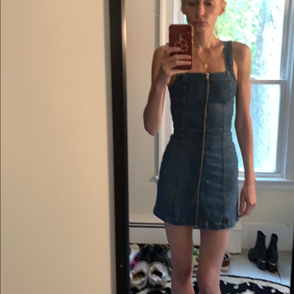 Reformation denim zip up dress